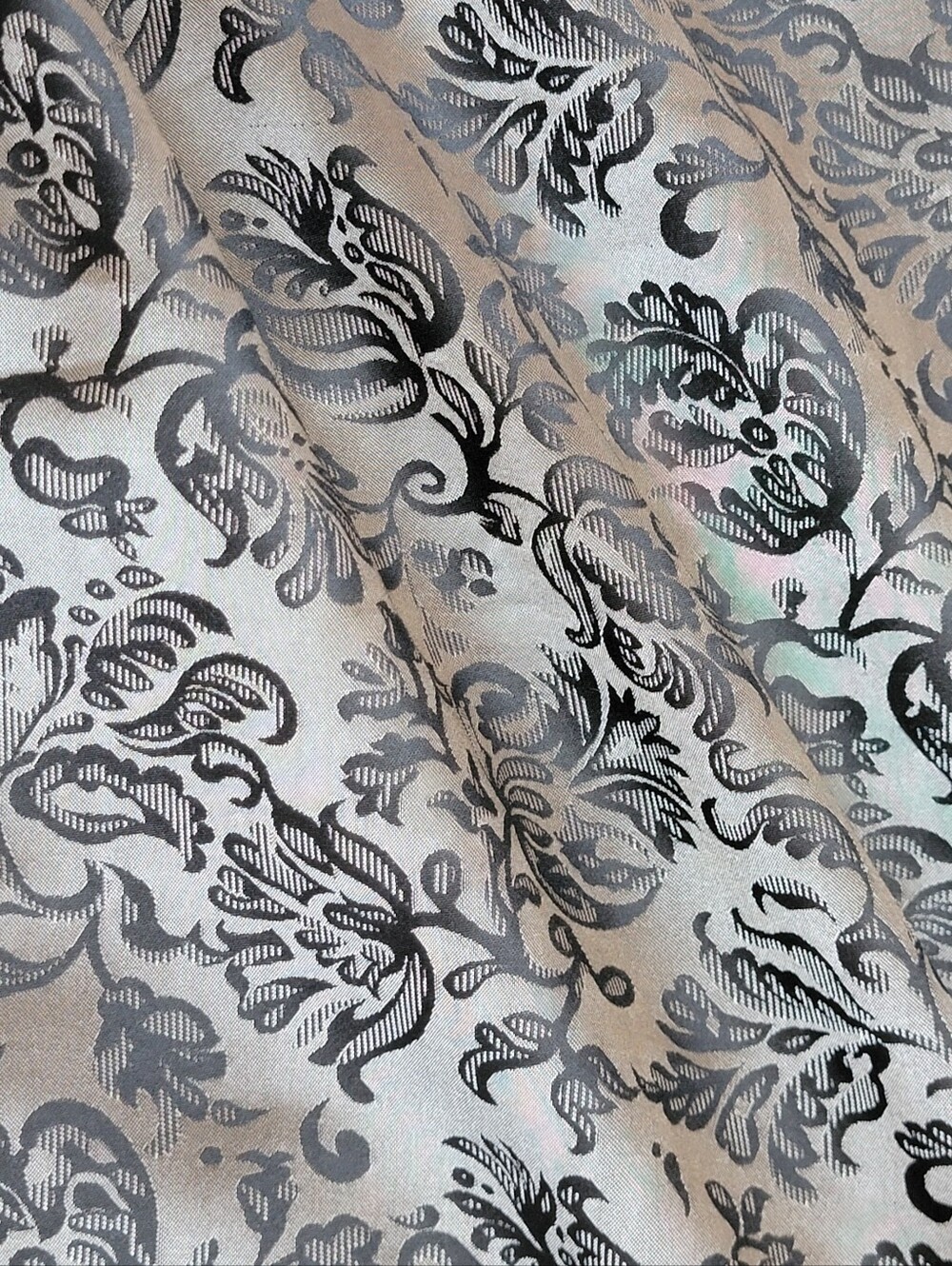 Strapless RW & Co. Brocade A-Line Party Dress with Satin Bow - Taupe & Black - Picture 10 of 13